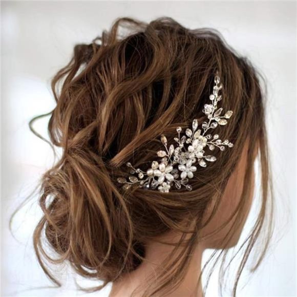 Silver Wedding Hair Comb | Bridal Accessories - Picture 1 of 7